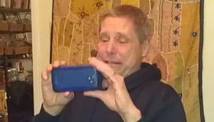 Bob happily sampling Tom's Scotch