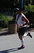 Adam racing to the finish line!