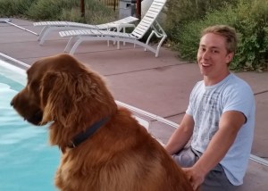 Joe poolside with Remington